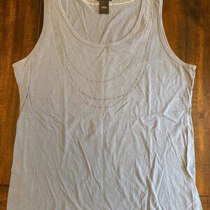 ANN TAYLOR Tanktop, Blue with Silver Details, size L